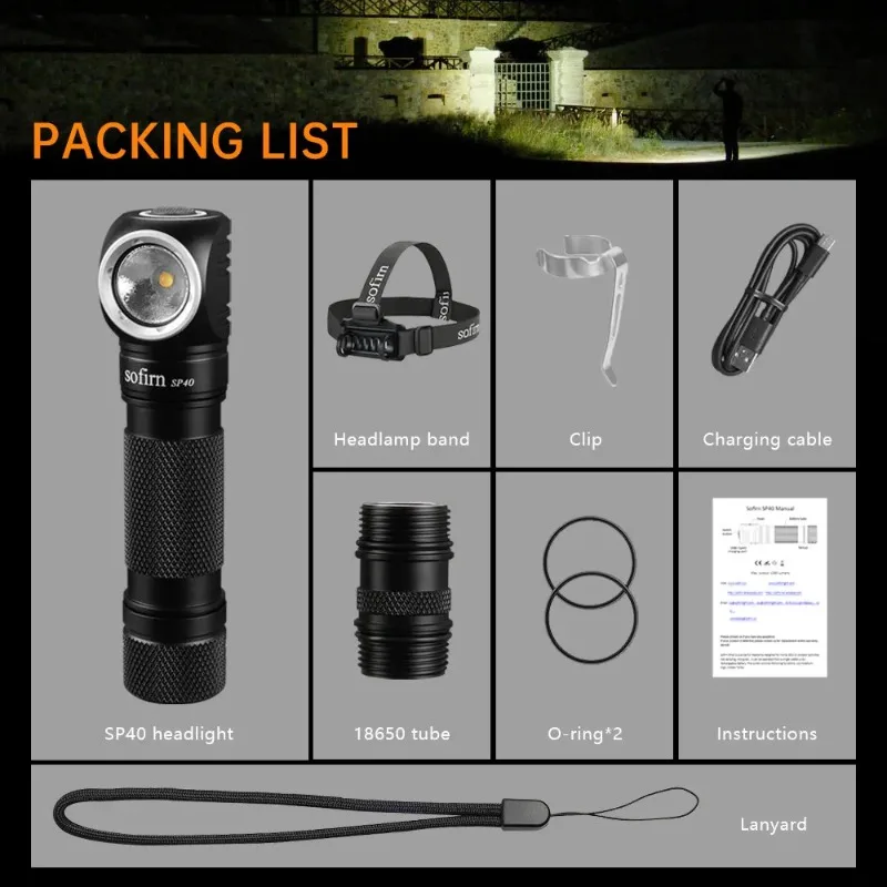 Sofirn SP40 LED Headlamp USB‑C Rechargeable Flashlight Magnetic Tail Design Support 18650 18350 Battery Portable Head Torch