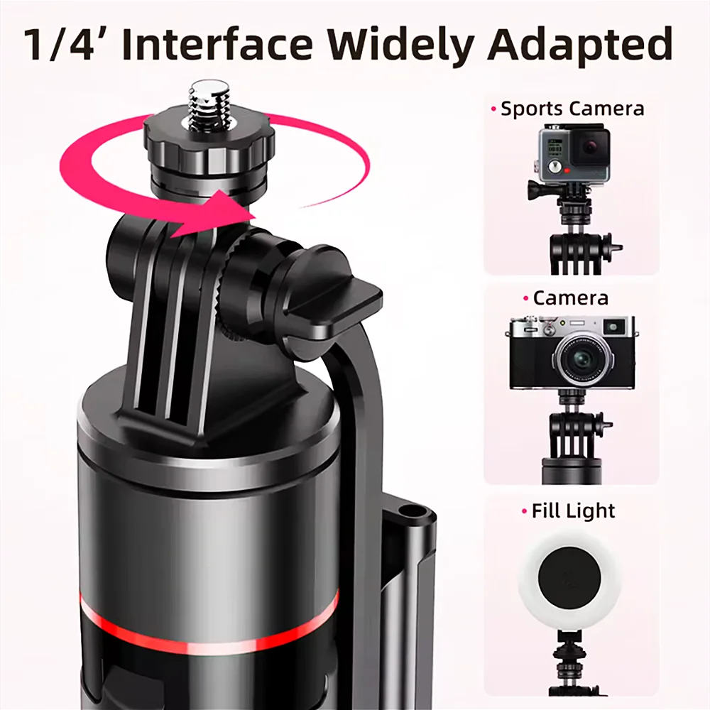 FANGTUOSI Auto Pop Open Tripod Selfie Stick Tripods مع جهاز تحكم عن بعد لاسلكي يعمل بالبلوتوث، ضوء ملء اختياري لتصوير الهاتف المحمول