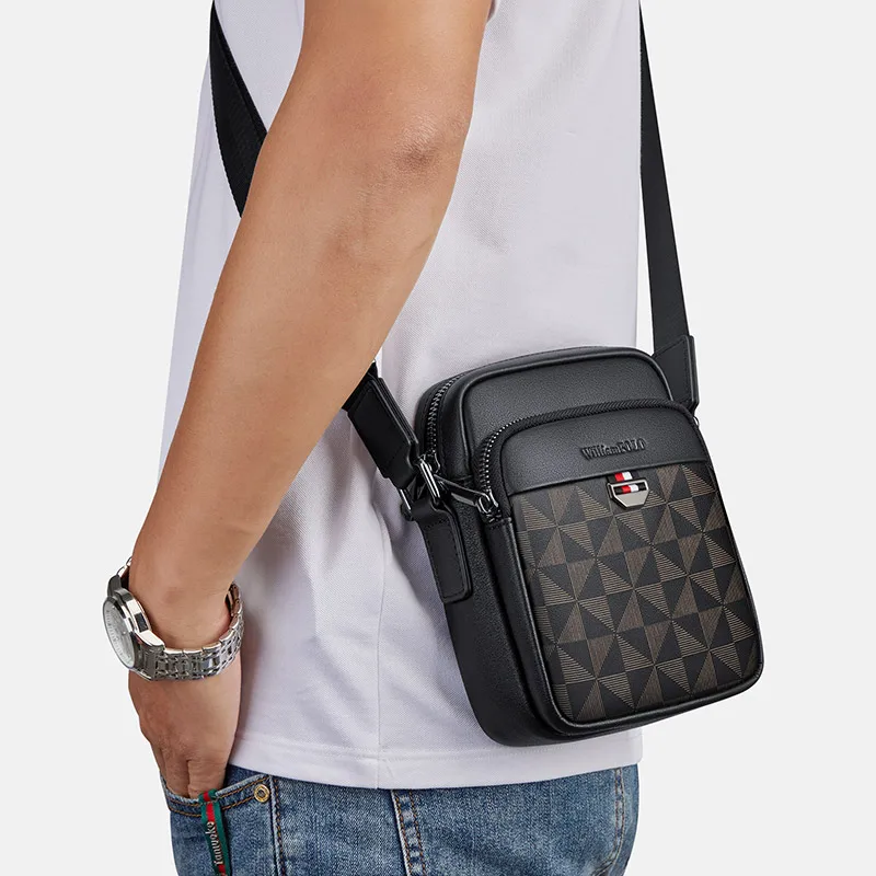 Genuine leather shoulder bag, fashionable printed small backpack, casual small bag