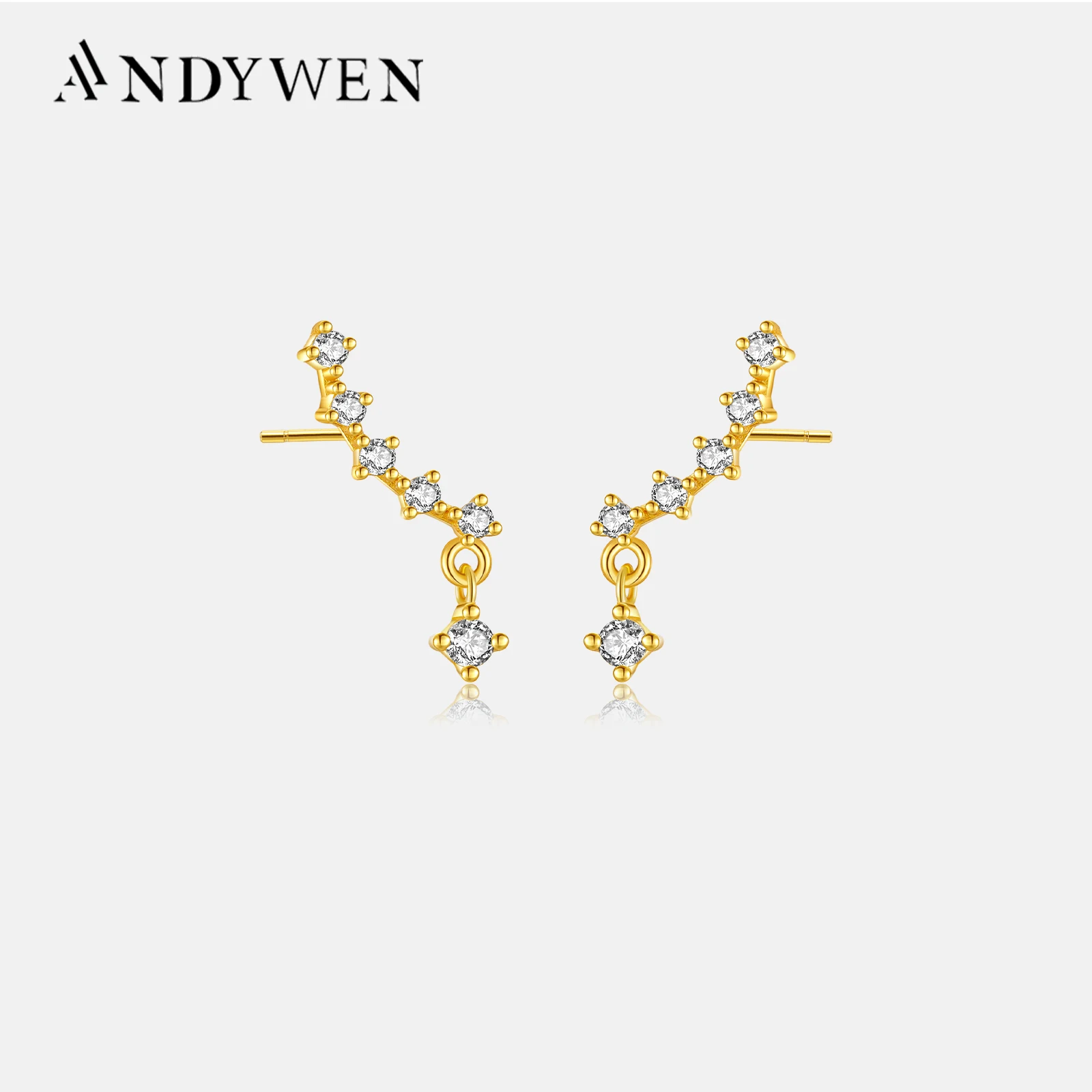 ANDYWEN 925 Sterling Silver 2023 Line Drop Stud Earring Piercing Pendiente Luxury Wedding Jewelry Clips Rock Punk Jewels