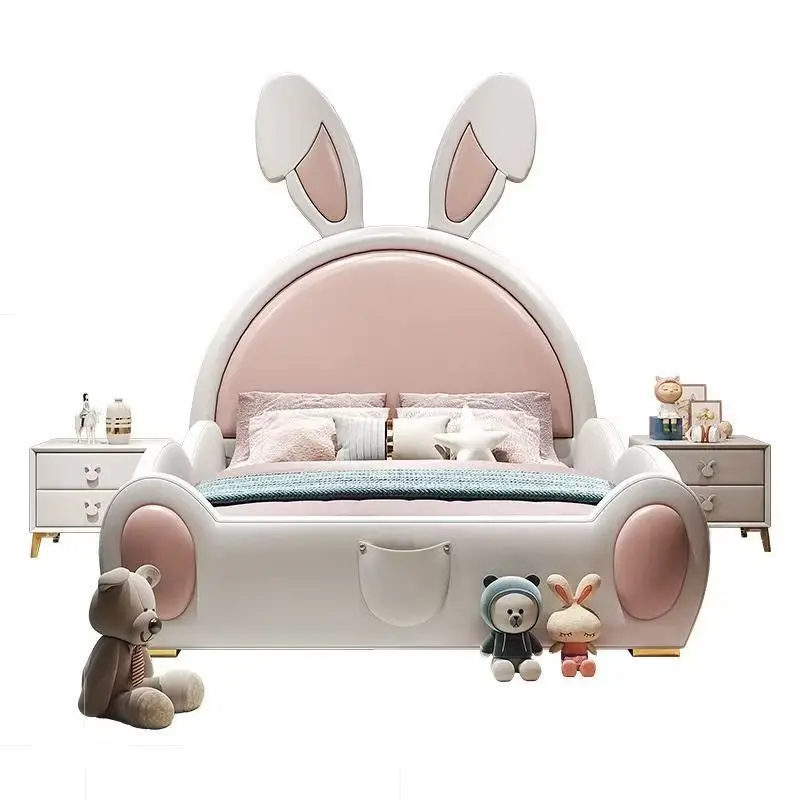Factory Wholesale Solid Wooden Cartoon Children Beds Cute Girls Bed High Quality Luxury Kids' Beds