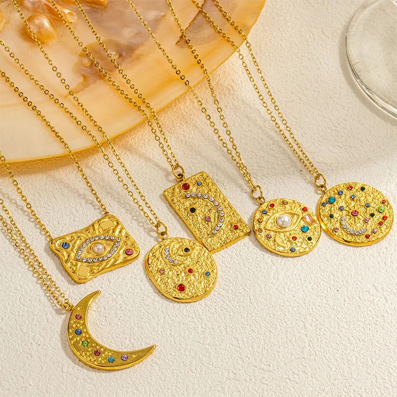 

PAPERPLUS | Stainless Steel Moon Necklace for Women and Girl Charm Pearl Jewelry Hot Sale 2024