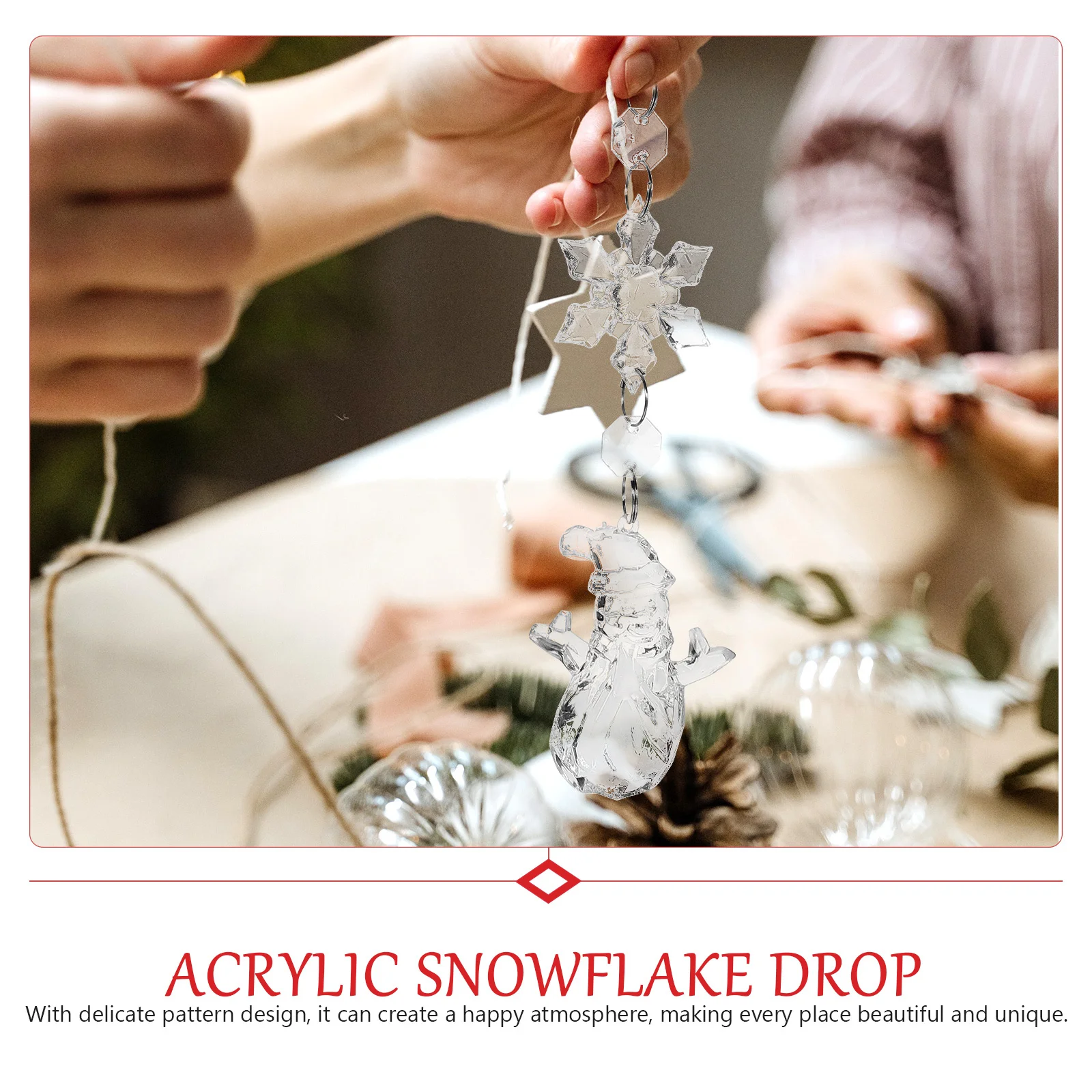 

3Pcs Snowflake Hanging Ornaments Acrylic Christmas Tree Decorations for Xmas Party Garden Office Wall Door Decor Supplies