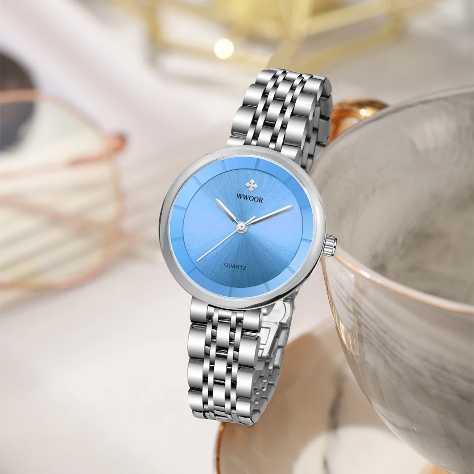 Wwoor 2025 Design Women's Watches Top Luxury Quartz Watch For Women Stainless Steel Solid Strap Waterproof Dress Ladies Clock