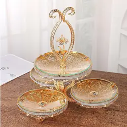 Double Layered Glass Fruit Tray Display Plate Luxurious Glass Serving Platters for Dessert Party Decor Birthday Hotel Fruit