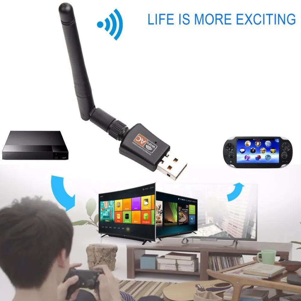 360 portable 600Mbps Dual Band 5GHz Wireless network card Lan USB PC WiFi Adapter Antenna 802.11AC