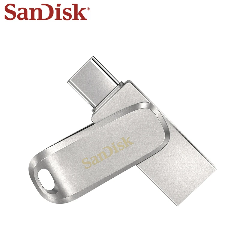 محرك فلاش Sandisk USB 3.2 سعة 32 جيجابايت و64 جيجابايت و128 جيجابايت من النوع C OTG 400 ميجابايت/ثانية ذاكرة عصا 256 جيجابايت 512 جيجابايت محرك أقراص U صغير معدني عالي السرعة