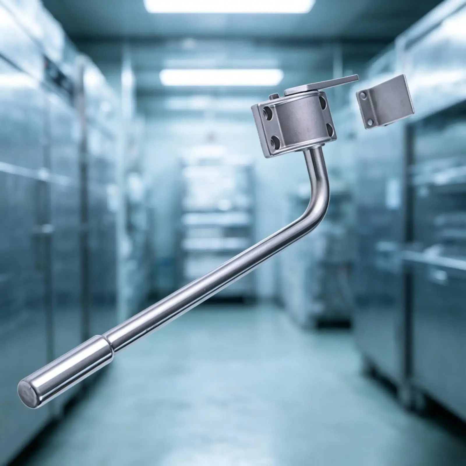 Cold Storage Door Opener Silver Stainless Steel Handle with Catch Plate Round Door Knob for Warehouse Access