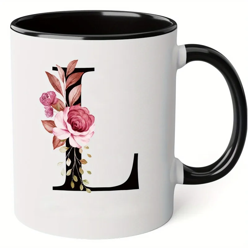 Monogrammed  A-Z Ceramic Mug ,12oz Office Coffee Cup with Dishwasher Safe Gloss Finish, Hot/Cold Drinkware for Home & Gifts