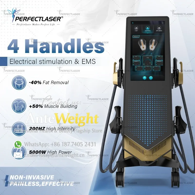 EMS Muscle Stimulator Machine Non Surgical Weight Loss Device 4 Handles 14 Tesla Body Shaping EMS Slimming Machine Manufacturer