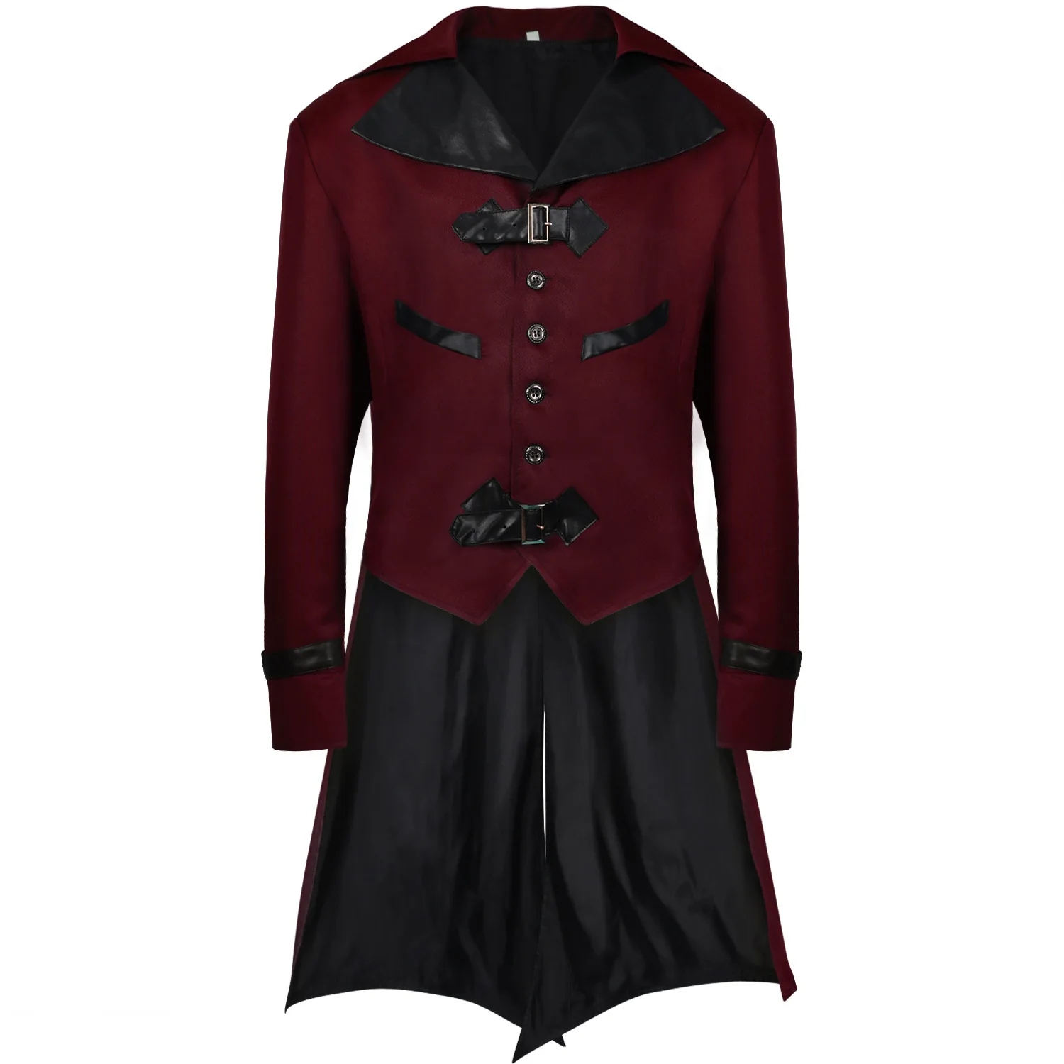 Medieval Men's Tailcoat Gothic Punk Pirate Nobles Cosplay Jacket Devil Leather Buckle Steampunk Victorian Court Women Tuexdo