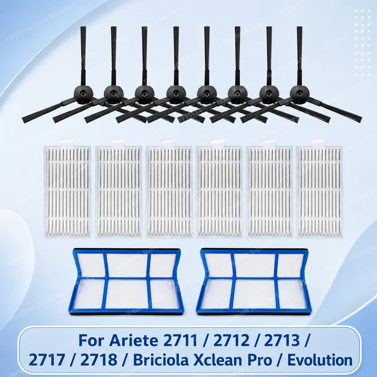 Compatible For Ariete 2711 / 2712 / 2713 / 2717 / 2718 / Briciola Xclean Pro / Evolution Parts Side Brush Hepa Primary Filter