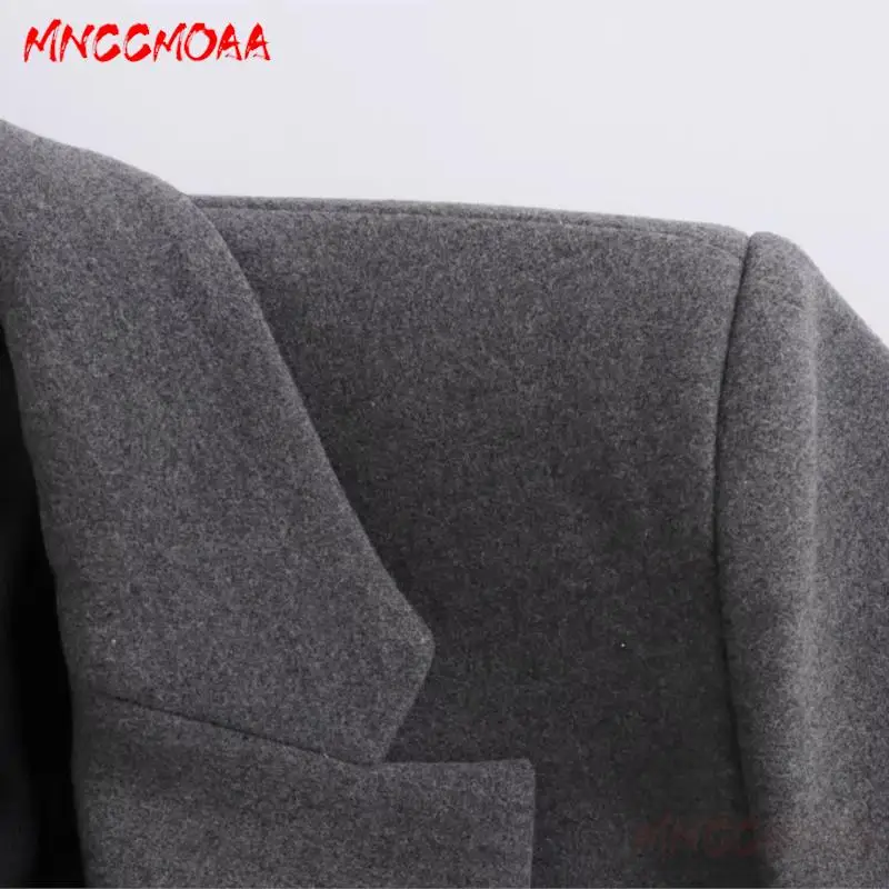 MNCCMOAA 2024 New Autumn Winter Women Fashion Long Sleeve Simplicity Pockets Loose Woolen Blazer Coat Female Outerwear