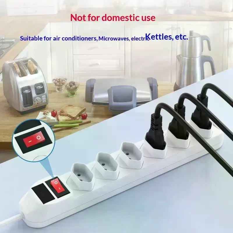 3 Outlet Type L Power Strip: Fireproof ABS Shell 250V 10A Home Office Travel