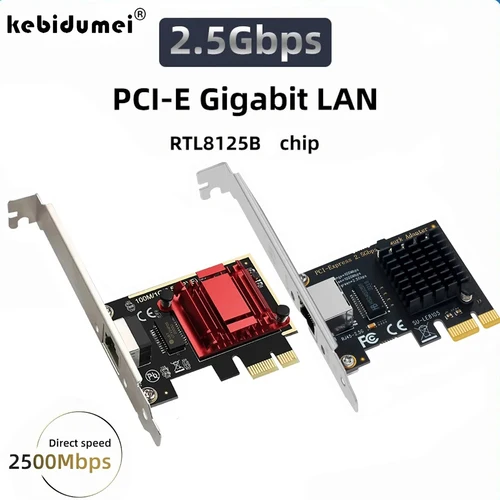 Tarjeta de red PCI-E a RJ45 de 2,5G, Chip RTL8125B, 100/1000Mbps, adaptador de controlador LAN con cable Gigabit Ethernet de 2,5 Gbps para Win7/10/11