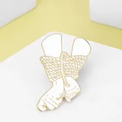 Harong Tied Hands Lapel Badge Fashion Punk White Enamel Pin Funny Interesting Metal Brooch Jewelry for Friend Christmas Gift
