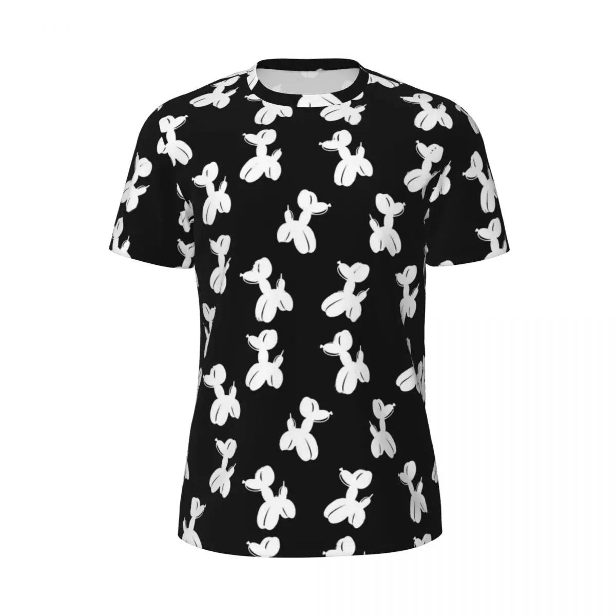 White Balloon Dog T-Shirt Animal Print Hippie Running T Shirts Short Sleeve Breathable Tshirt Summer Retro Plus Size Top Tees