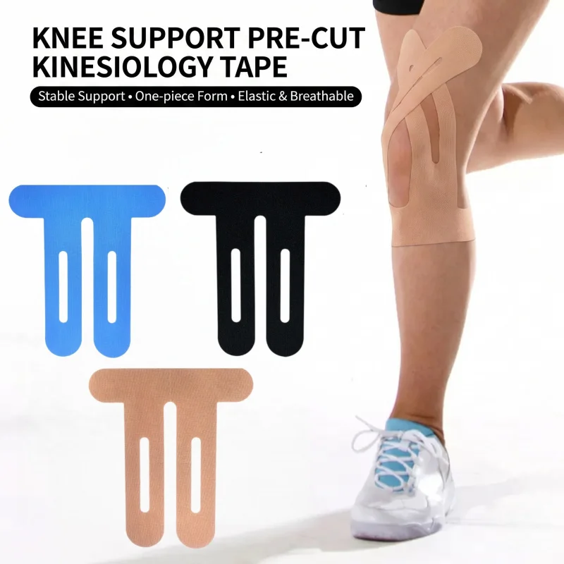 

12Pcs Pre-cut Kinesiology Tape for Knees Waterproof Breathable Athletic Tape Elastic Support & Stability for Running Ball Sports