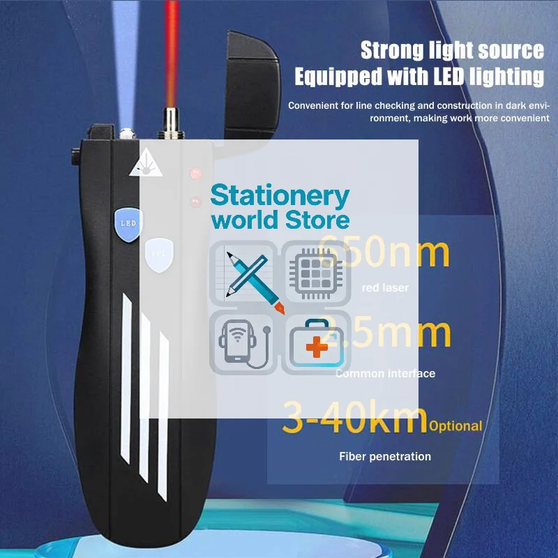 Mini localizador Visual de fallos, probador de Cable de fibra óptica VFL recargable, interfaz SC/FC/ST de 2,5mm, 1/10/20/30/50mW