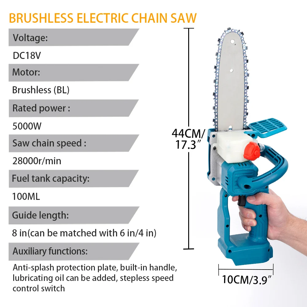 منشار كهربائي بدون فرش لاسلكي ، منشار كهربائي 8 بوصة ، آلة قطع الخشب ، أداة حديقة النجارة ، ماكيتا 18 فولت ، بدون بطارية