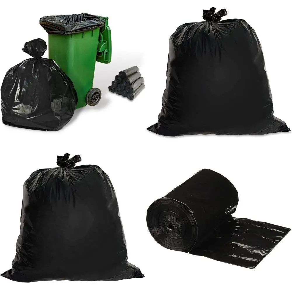 

Heavy-Duty 55-60 Gallon Black Trash Bags, 200 Pack, 1.25 Mil, Ideal for Commercial Kitchens, Warehouses, Offices, and Janitorial