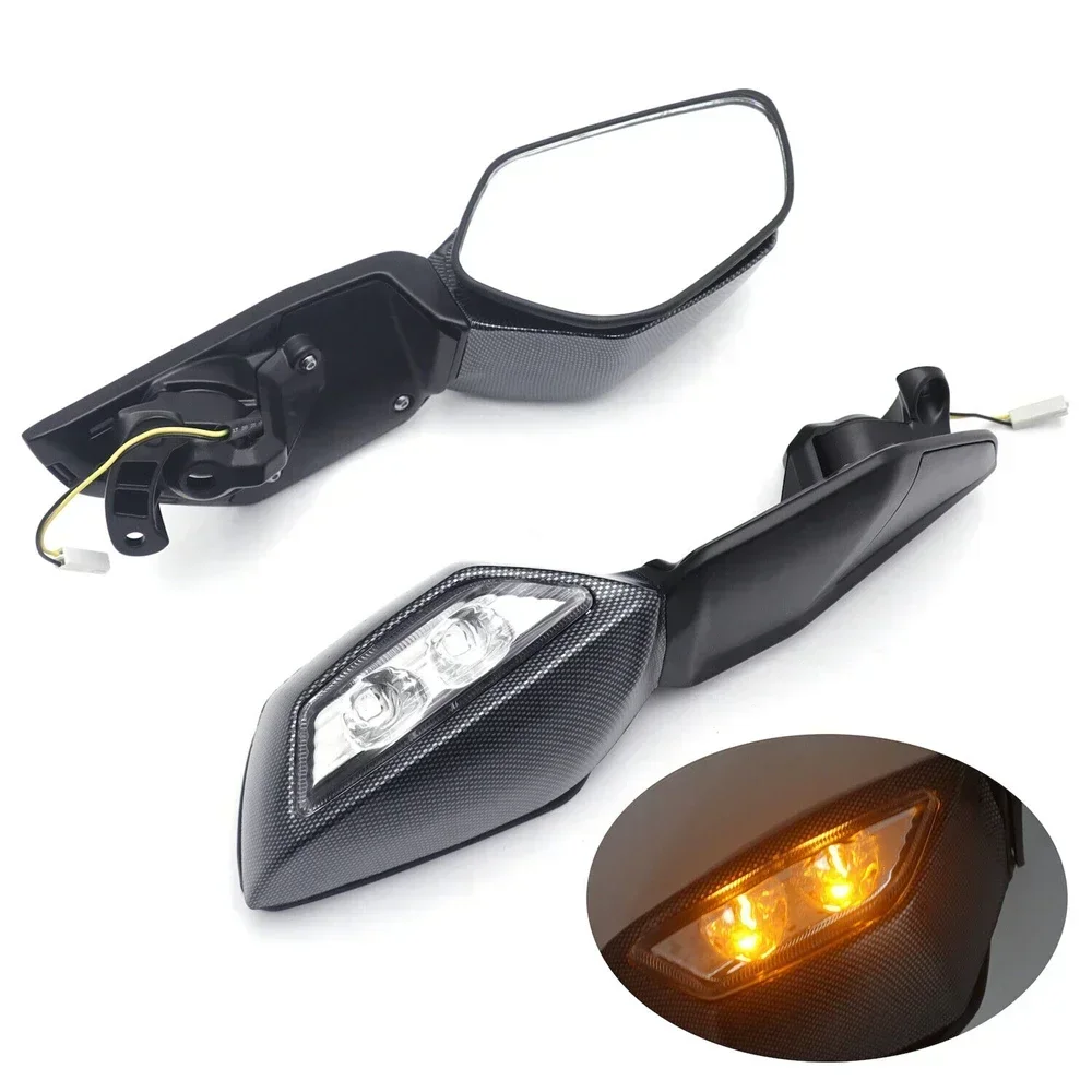 

Motorcycle Rearview Mirrors LED Turn Signals For Kawasaki Ninja ZX10R 2016-2021