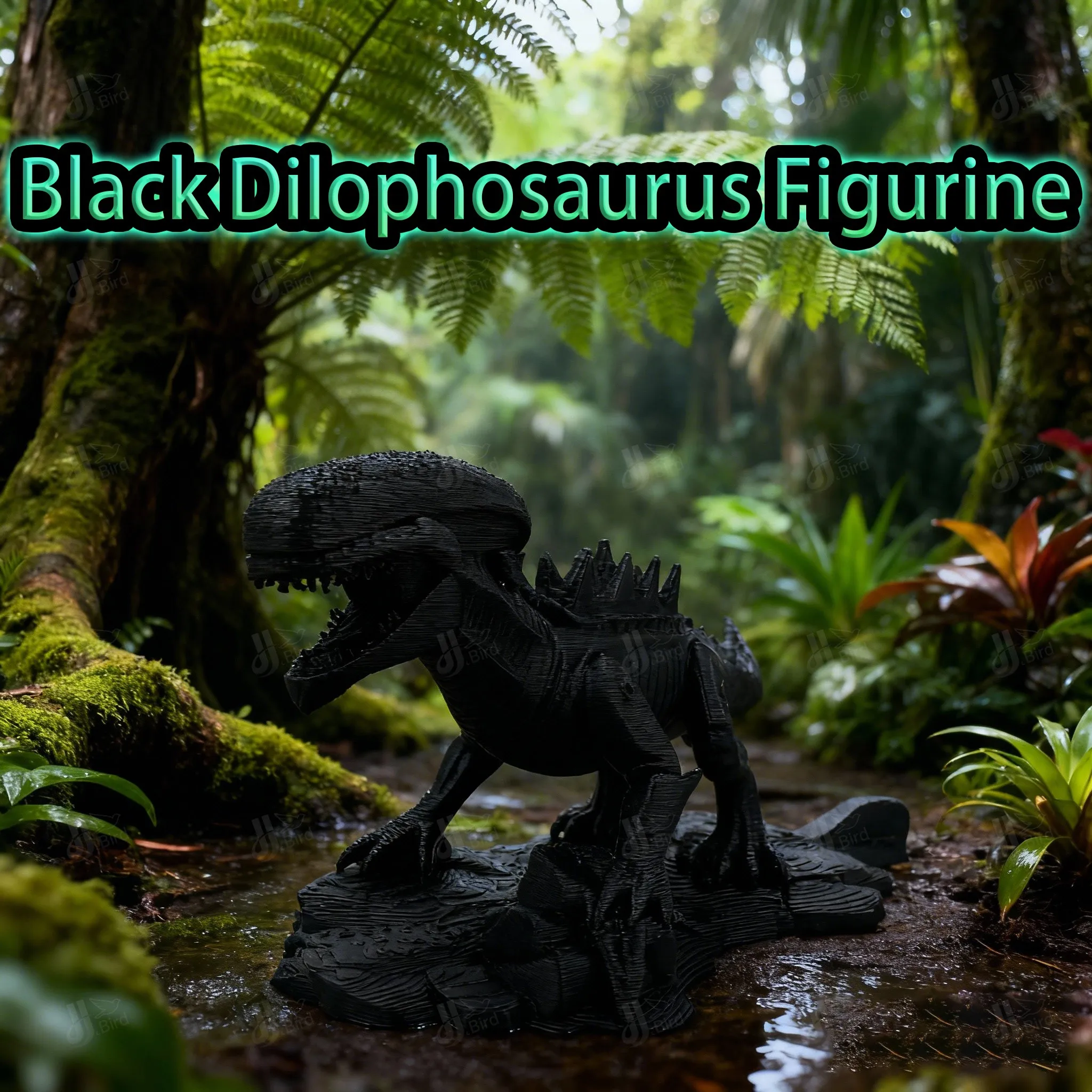 1pc Black Alien Dilophosaurus Figurine, suitable for desktop, desk, office & entryway display. Perfect for New Year's Day