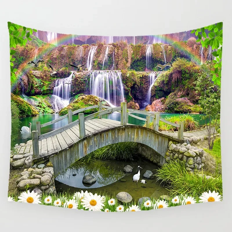 Waterfall Beautiful Pattern Wall Art Tapestry Rectangular Wall Hanging Tapestry Mural Tapestry  Decor