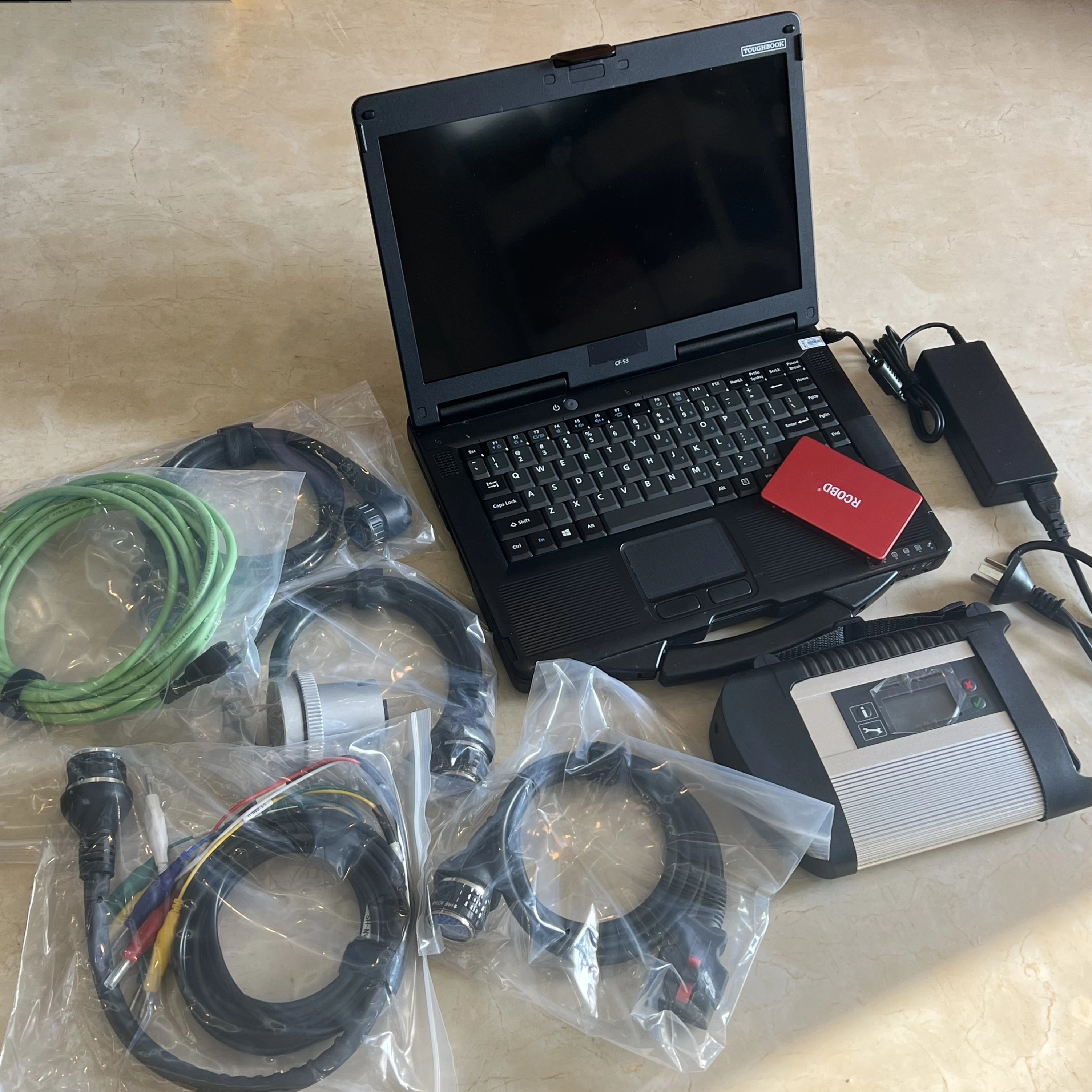 

Мультиплексор MB Star C4 SD OBD2, кабели, программное обеспечение для автомобилей Meredes, грузовиков, ноутбуков, Toughbook CF53 I5 8G, 480 ГБ SSD Dianose Tool