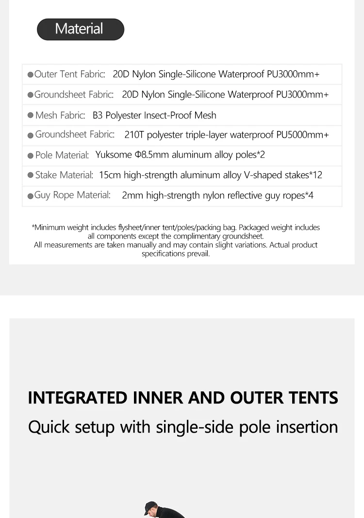 Naturehike 2026 Neues JILING PRO/UL/LITE Zelt Camping Ultraleicht 15D 20D Nylon-Zelt Wandern Outdoor Wasserdicht 1-2 Personen 4-Jahreszeiten-Zelt – Detail 4