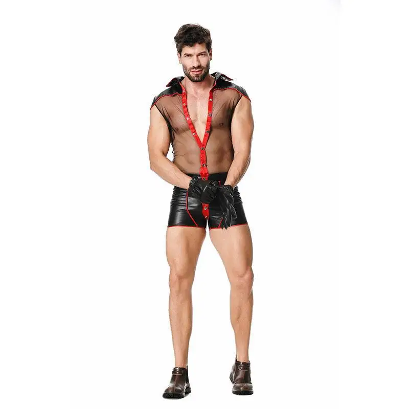 1130 남성용 악마 의사 할로윈 코스튬 섹시 풀 바디 점프수트 성인 역할 놀이 게임 코스프레 의상 신축성 있는 바디수트