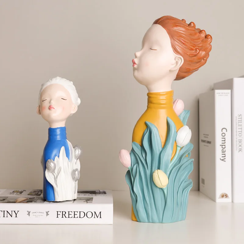 Creative Home Decoration Figures Flower Girl Bust Elegant Woman Sculptures For Living Room Decor Crafts Fairy Tale Flower Spirit