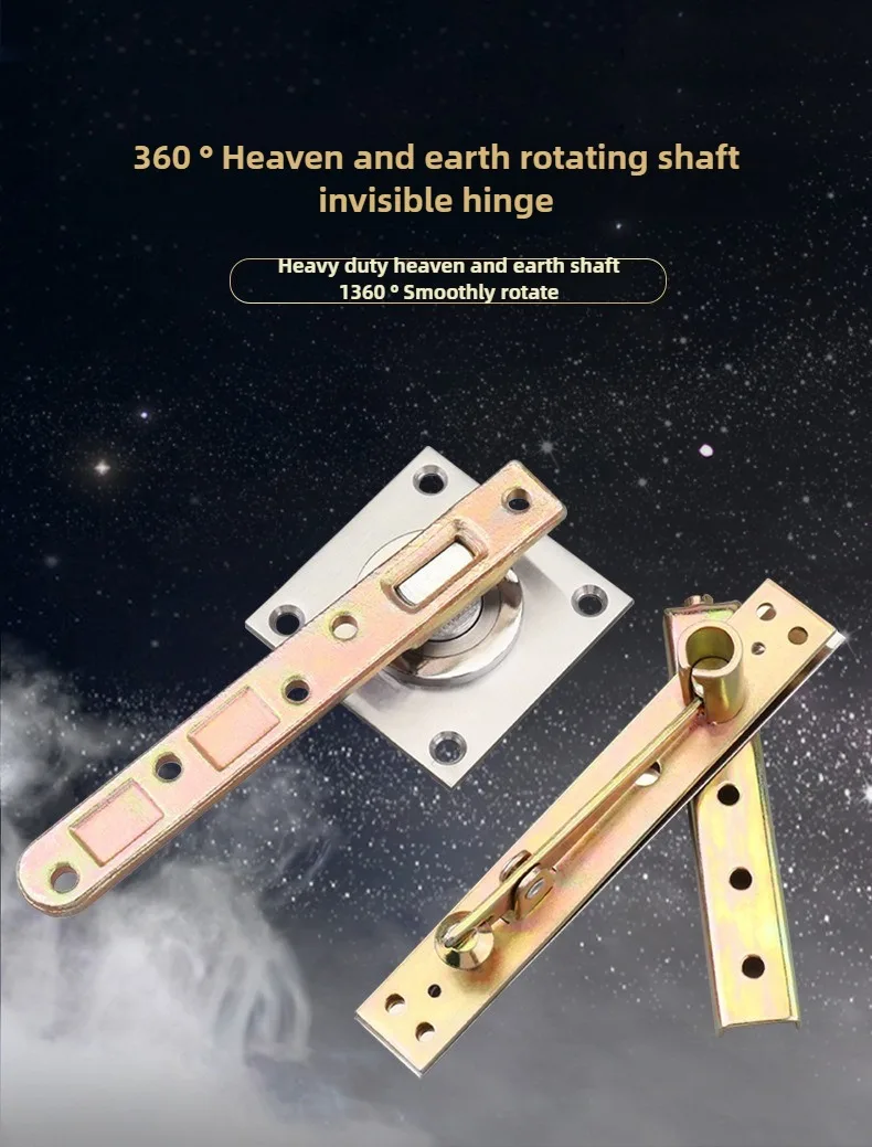 360 ° Rotierende Achse Holztür Ober- und Unterscharniere Türscharnier Himmel-und-Erde-Achse Rotation Verstecktes Scharnier Unsichtbare Tür – Detail 1
