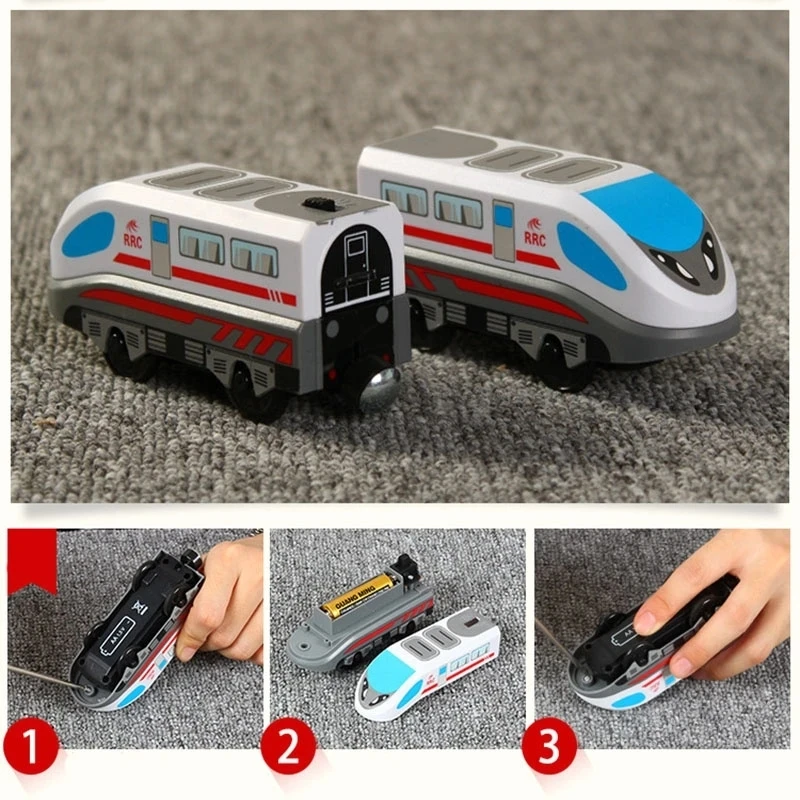 Ensemble de train électrique RC pour enfants, lomatéritive, magnétique, moulé sous pression, fente, jouet adapté à la marque, voies ferrées en bois,