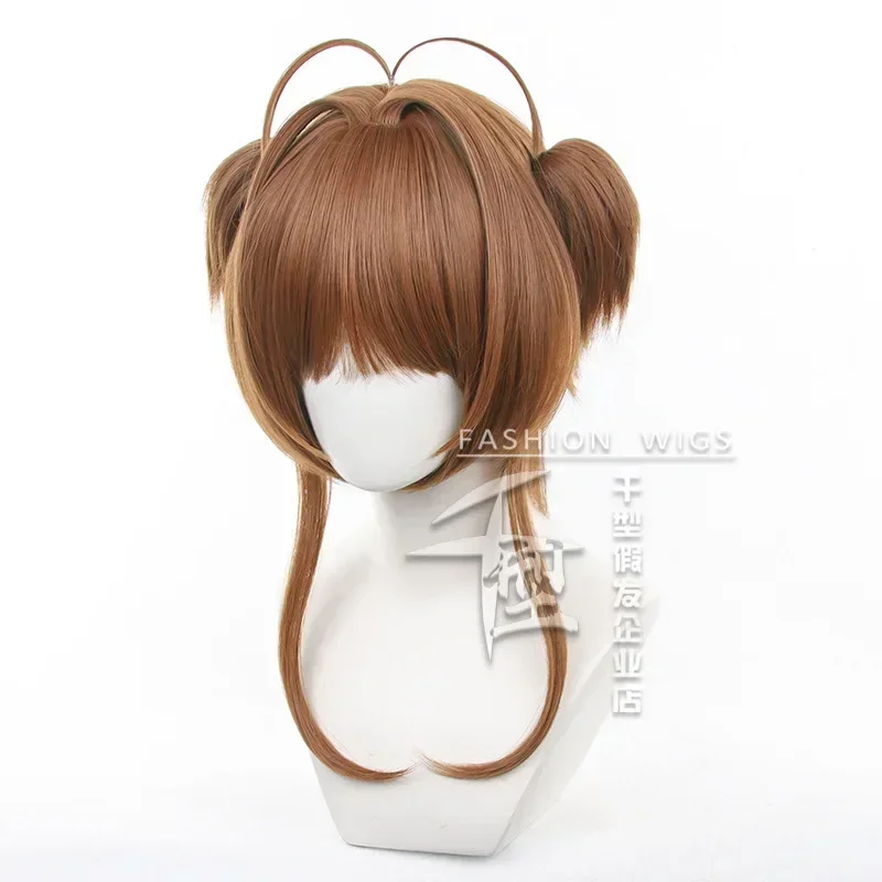 Anime Card Captor Sakura Kinomoto Cosplay Wig Sakura Heat Resistant Synthetic Hair Wigs Cap