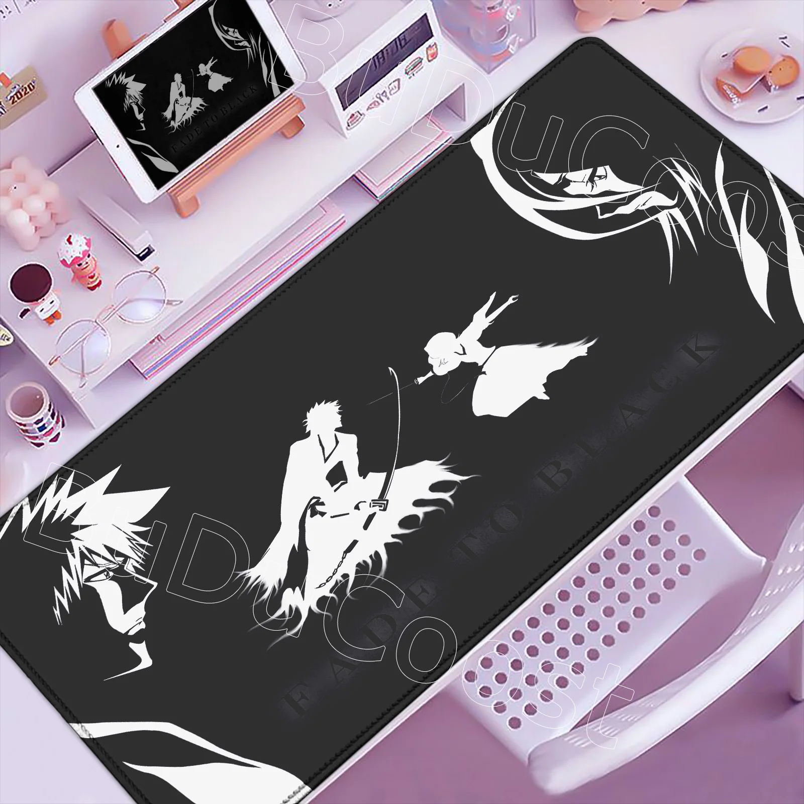 Anime Bleach Large Mouse Pad White & Black Gamer Comic Pc Keyboard Desk Mat Computer Gaming Accessories Kurosaki Ichigo Mousepad