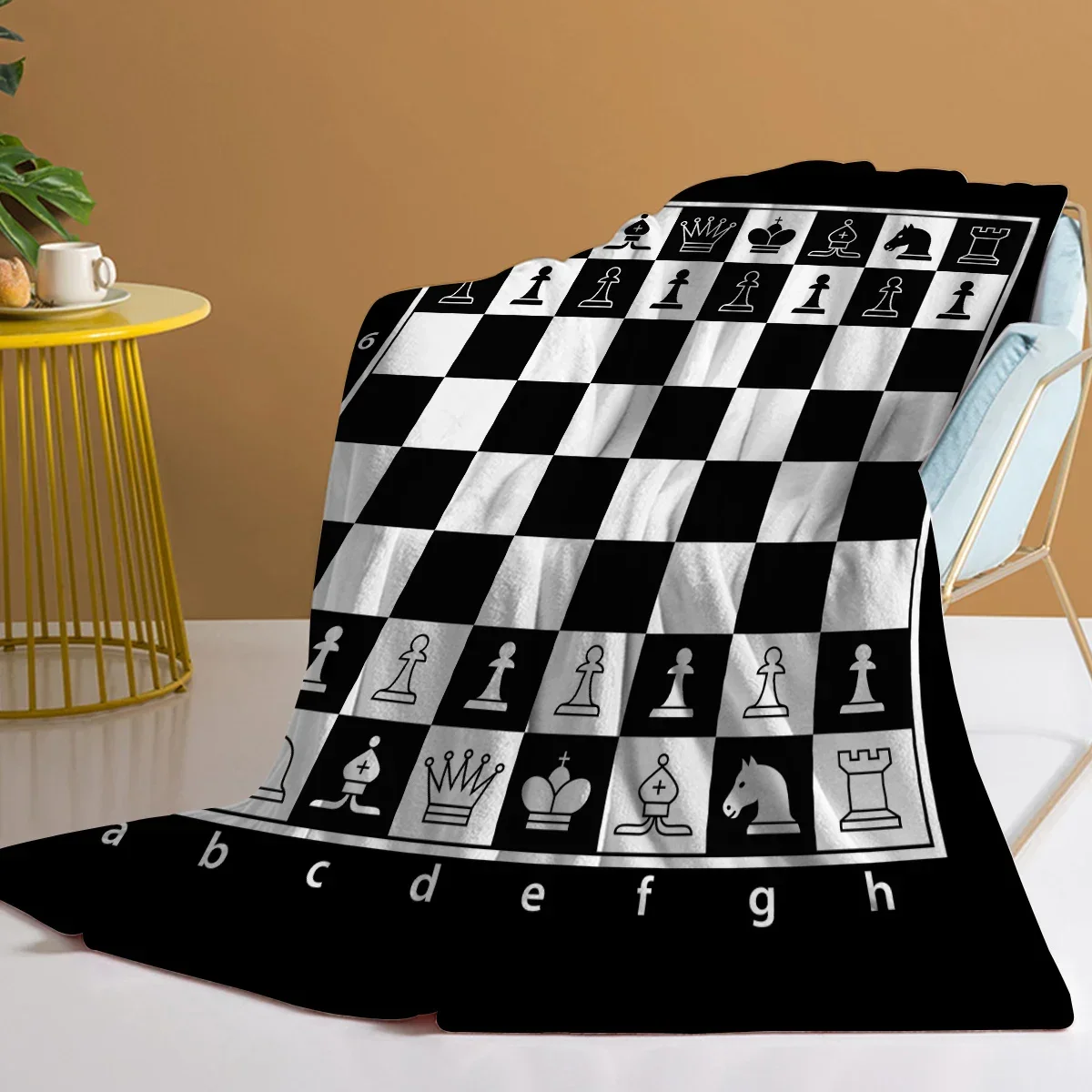 Chess Board Flannel Fleece Throw Blanket Grid Checkered Pattern Warm Lightweight Bed Couch Blanket Black and White