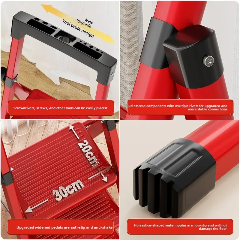 Foldable Extendable Household Ladder A Frame Multifunction Thickened Rungs Lightweight Indoor Outdoor Multifunction Ladder