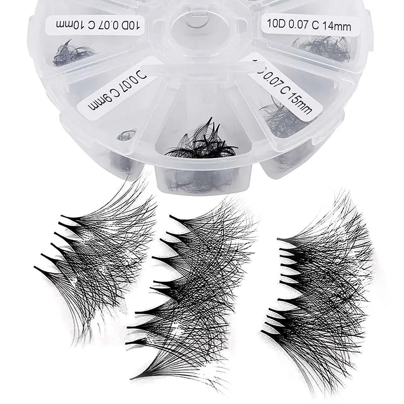 10PCS 2D-20D Downy Wool Eyelash Extensions 0.05/0.07/0.1mm Soft Volume Lashes Bulk Pack
