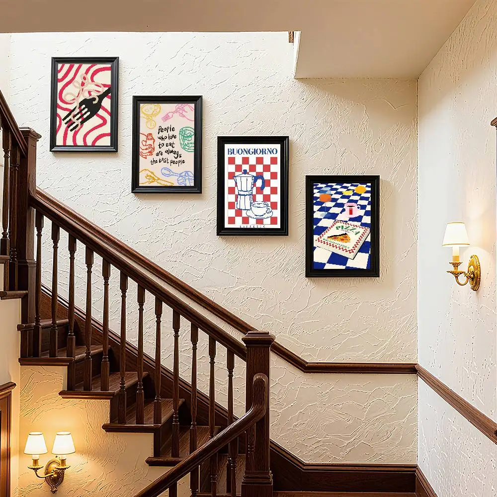 Póster clásico de estilo retro vintage con diseño de pasta, café y espresso, estilo anime, decoración para el hogar, regalo ideal, decoración perfecta para la habitación