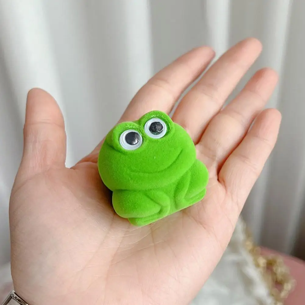 Cute Green Velvet Frog Rings Box Jewelry Display Case Holder Boxes Wedding Jewelry Organizer Engagement Frog For Women