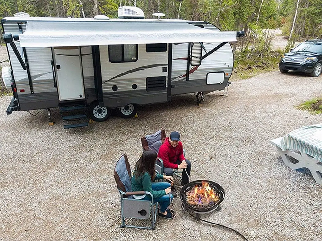 Outdoor Use, Propane Gas Fire Pit, Black, UV and Weather Resistant, 58,000 BTU, Portable with Durable Cover