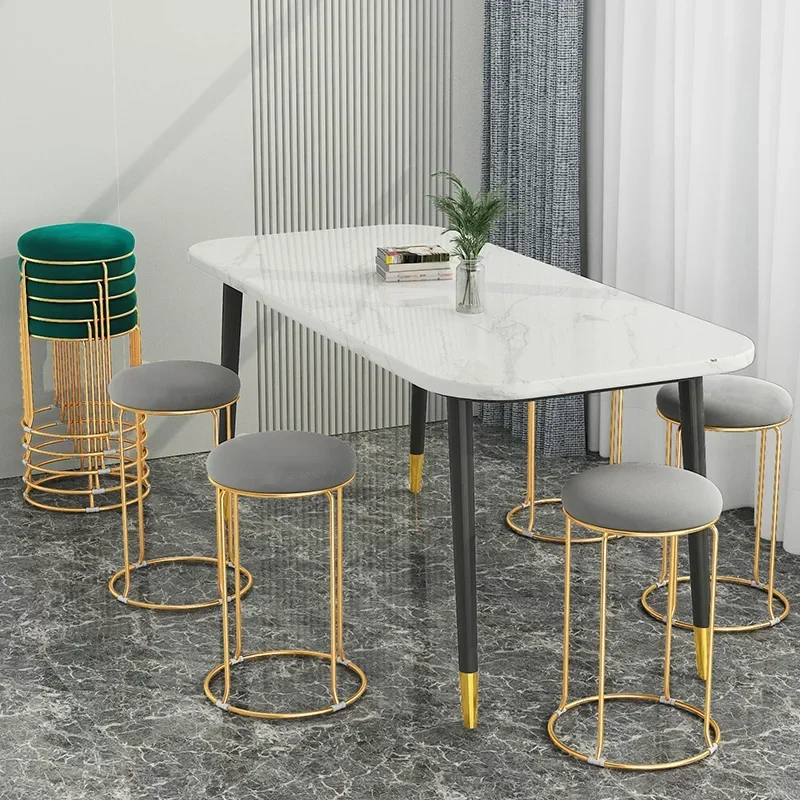 Bar Velvet Chaise Salle Stool Kitchen Salon Gold Nordic Hotel Round Chair Kitchen Outdoor Metal Sillas De Comedor Home Furniture