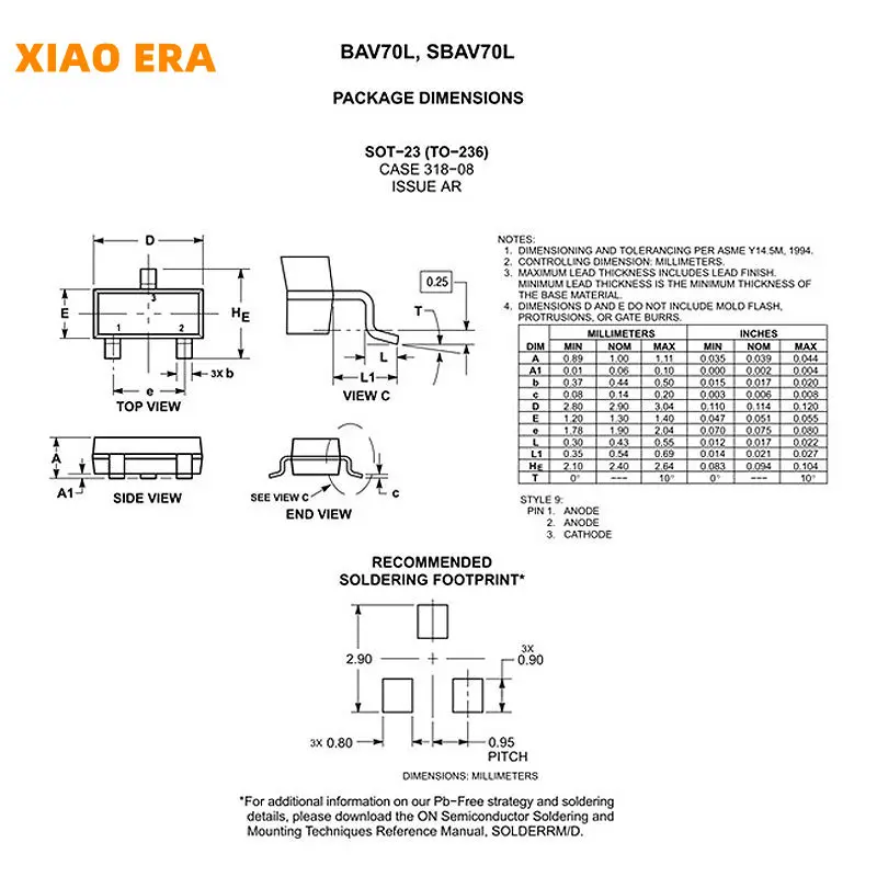 SMD 듀얼 스위칭 다이오드 트랜지스터, SOT-23 BST54S KL4 BAT54A KL2 BAT54C KL3 BAS16 A6 BAW56 A1 BAS316 A6 BAV70 A4 IC, 50 개