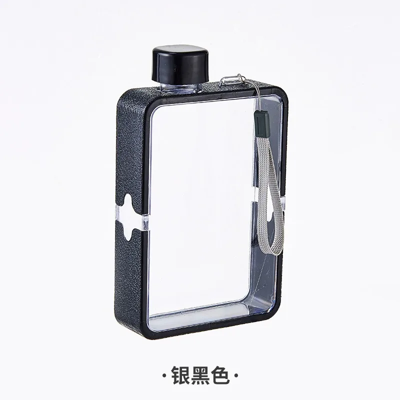 Plastic Flat Student Water Bottle Portable Fit in Handbag Free BPA Easy to Carry Transparent DIY Flask Drop Ship Items