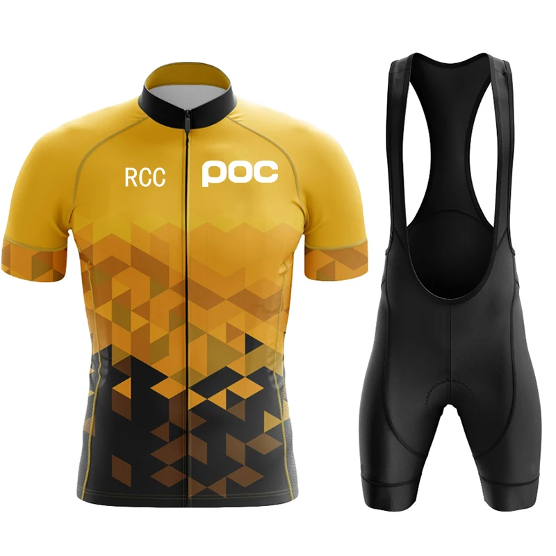 RCC POC Team 2024 Men Summer Short Sleeve Cycling Jersey Set MTB Maillot Ropa Ciclismo Bicycle Wear Breathable Cycling Clothing