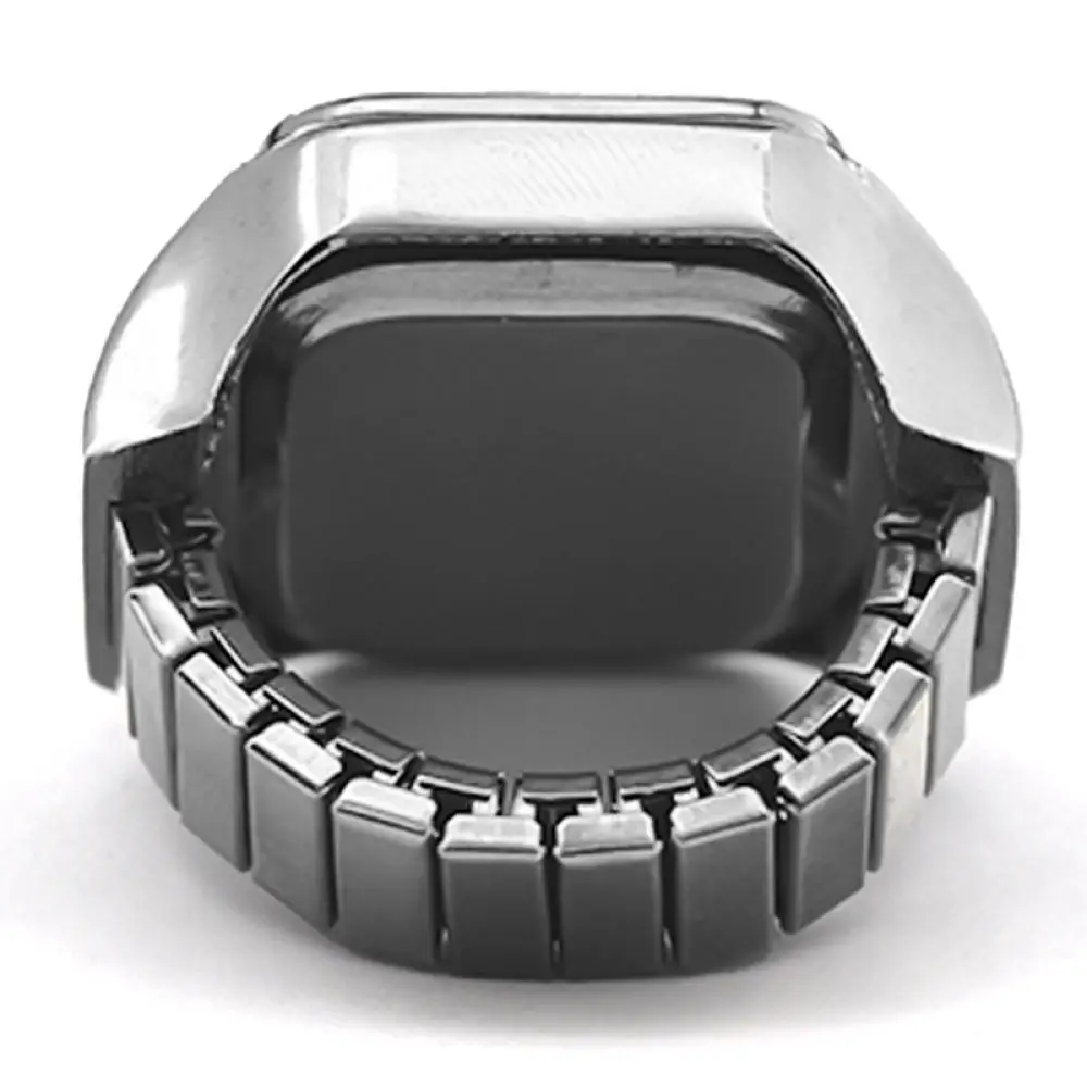 Simple Square Finger Ring Watch Quartz Movement Alloy Band Elegant Accessory For Couple Student Personal Style - view 2