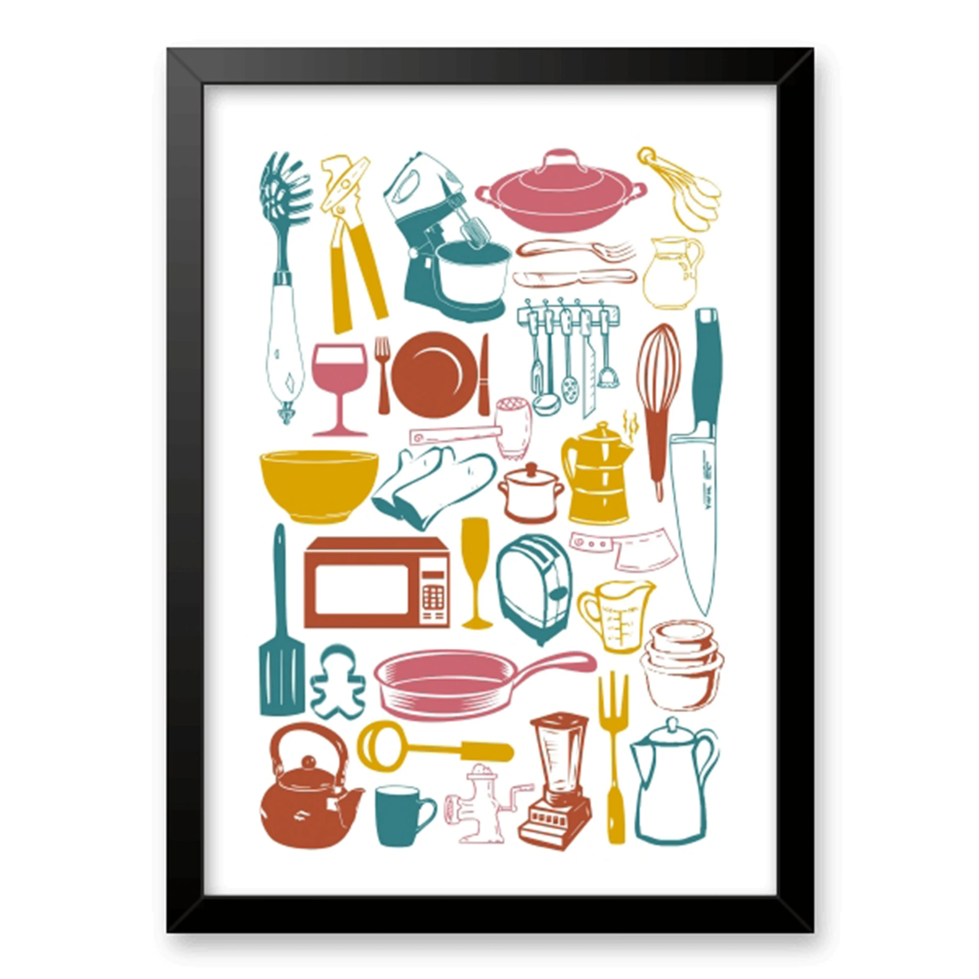 Modern Cute Kitchenware Illustration Wall Art Print Canvas Painting Poster Picture For Living Room,Kitchen Home Decor