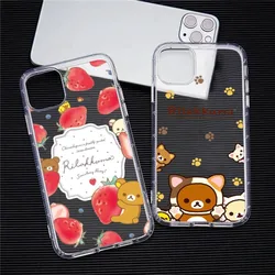 Custodia per telefono carina Rilakkuma per Iphone 15 11 13 14 Pro Max 7 8 Plus X Xr Xs Max Se2020 12mini Cover trasparente