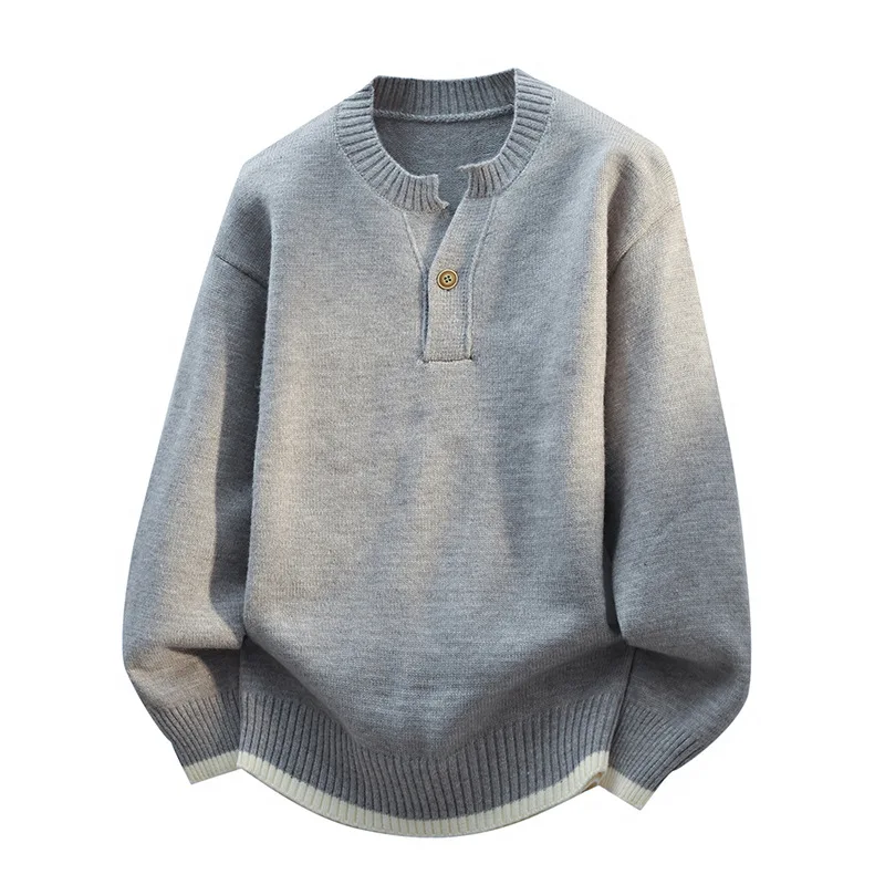 جديد ربيع الرجال بولو البلوزات أبلى فضفاض نصف سترة الأعمال عادية محبوك البلوزات الذكور الصلبة البلوفرات Sweatercoats 4XL #4